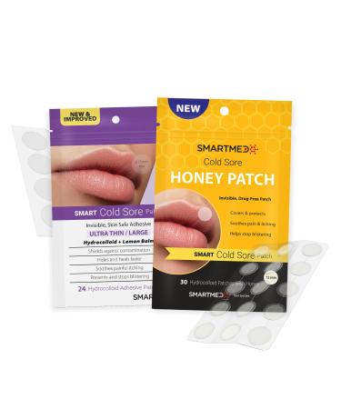SMARTMED Cold Sore Treatment Patch Duo - Large Ultra Thin 15mm & Honey 12mm 54 Patches