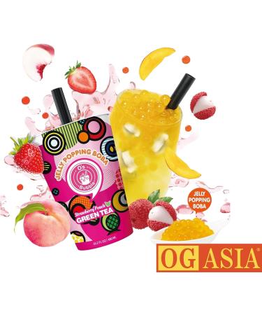 O's Bubble Tea Strawberry and Peach Tea Bags Refreshing Fruit Taste with Popping Boba Vegan & Gluten Free OG ASIA (2 x 480 ml) - Buy Online on GoSupps.com