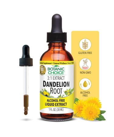 Botanic Choice Dandelion Root Alcohol Free Liquid Extract-Traditional Support for Liver Health Cleanse toxins Aid Digestion-1 Fluid Ounce