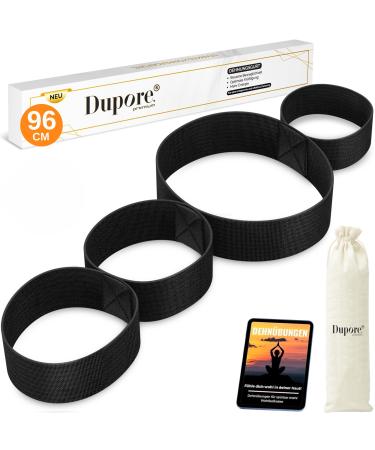 Dupore 96 cm yoga belt with 4 loops & stretching exercises - stable strain band with 4 loops for bottleneck stretching - stretch belt for efficient pain therapy - fitness band Yoga belt cotton - Buy Online on GoSupps.com