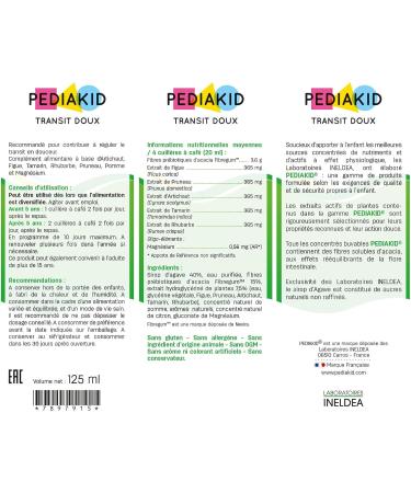 PEDIAKID - Pediakid Transit Soft Natural Food Supplement - Exclusive Agave Syrup Formula - Helps to Gently Regulate Transit - Natural Apple Aroma - Pack of 3 x 125 ml Bottles - Buy Online on GoSupps.com