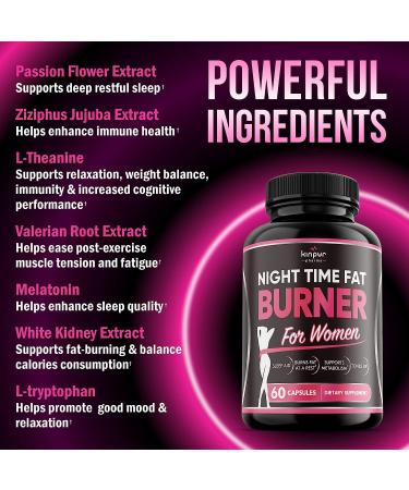 Kinpur Pharma Night Time Fat Burner for Women - 120 Capsules - Metabolism Booster & Appetite Suppressant - Natural Weight Loss Supplement - Buy Online on GoSupps.com