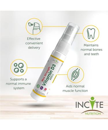 High Strength Vitamin D3 4000 IU Spray | Natural Peppermint Flavor | 25ml (144 Servings) | Made in UK by Incite Nutrition - Buy Online on GoSupps.com