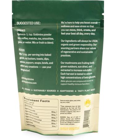 Goldmine Adaptogens Superfoods | Reishi Organic Mushroom Powder | Adaptogen Stress Support & Daily Balance Blend (227 Grams Pouch) 8.01 Ounce (Pack of 1) - Buy Online on GoSupps.com