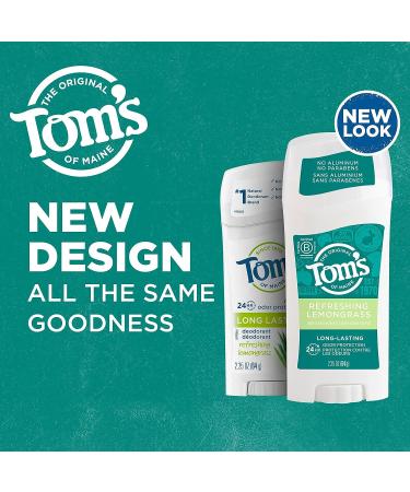 Tom's of Maine Natural Aluminum-Free Deodorant - Lemongrass Scent (2.25 oz) - Buy Online on GoSupps.com