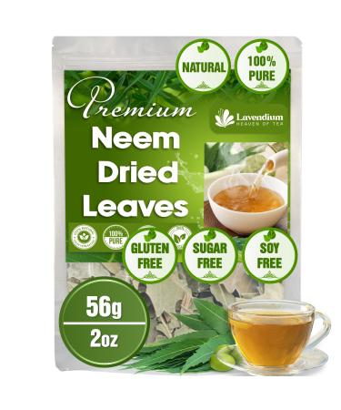 Lavendium Premium 56g (2oz) Neem Leaves 100% Natural & Pure from Dried Neem Leaves Wild harvested Cut & Sifted Neem Leaf Herbal Tea Neem Loose Leaves No Additives No Caffeine Vegan