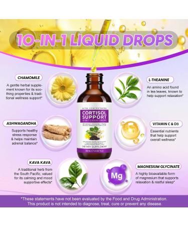 Daiasns Cortisol Supplements for Women & Men 10-in-1 Cortisol Reducer Manager Lower w. Magnesium Ashwagandha L-Theanine Vitamin C & D Liquid Cortisol for Sleep Support & Stress Relief 2 FL.OZ - Buy Online on GoSupps.com