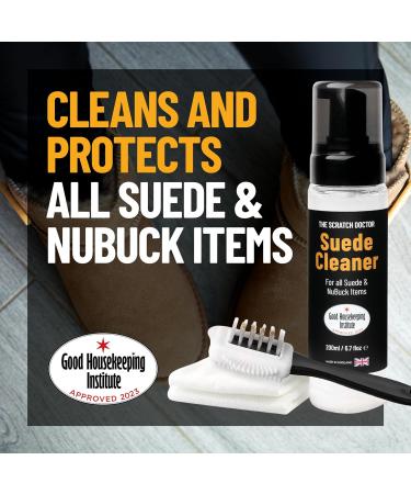The Leather Clinic Suede & Nubuck Foam Cleaner 200ml - Professional Shoe Cleaner with Wire Brush & Cleaning Cloth - Buy Online on GoSupps.com