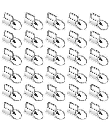 Qovydx 45Pcs 1 Inch Silver Wristlet Key Fob Hardware 1 Metal Key Chain Fob Wristlet Hardware with Split Rings Key Fob Keychain Wristlet for Lanyard