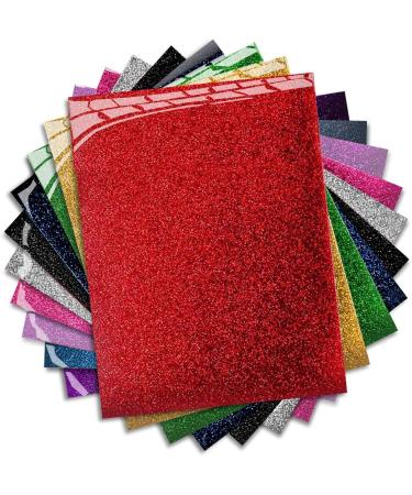 Glitter Heat Transfer Vinyl HTV - Iron On Vinyl Starter Pack by MiPremium Assorted Ironon Bundle Kit of Heat Press Vinyl Sheets in 10 Colors Easy to Cut & Press for T-Shirt (Glitter X 10)