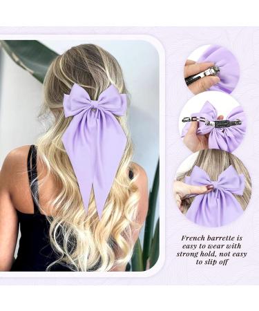 Cinaci 8 Pieces Silky Satin Big Hair Bows for Women Girls Teens Fancy Long Tail Bow Hair Clips French Hair Barrettes Hair Accessories S2 - Buy Online on GoSupps.com