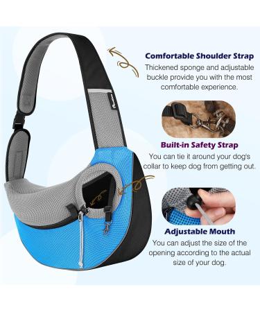 Pawaboo Dog Carrier Bag | Adjustable Pet Shoulder Bag for Travel | Light Blue | Perfect for Outdoor Walks - Buy Online on GoSupps.com