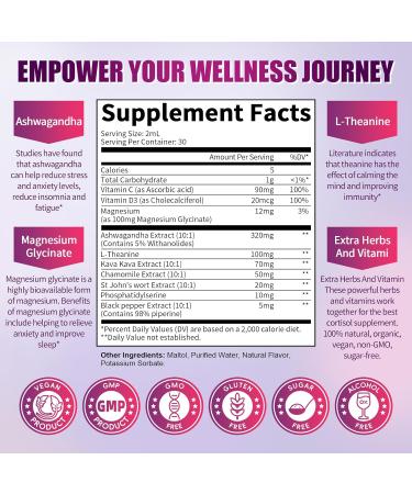 Lukaree Cortisol Supplements for Women 10 in 1 Cortisol Reducer Detox with Ashwagandha L-theanine Kava Kava Magnesium Lower Cortisol Mood Focus Sleep Support - 2 FL.OZ Blueberry Flavor Blueberry 2 Fl Oz (Pack of 2) - Buy Online on GoSupps.com