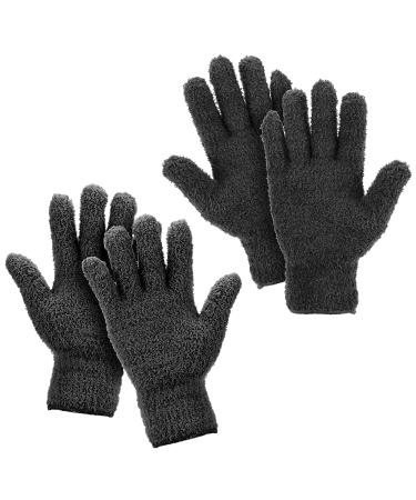 2 Pairs Microfiber Dusting Gloves Cleaning Mittens Reusable Microfiber Dust Cleaning Glove Wipes Dust Mittens for Cleaning Lamp Car Furniture and Hard-to-Reach Corner 2pcs Black