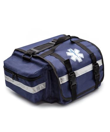 Primacare KB-RO74-B First Responder Bag for Trauma  17x9x7 Professional Multiple Compartment Kit Carrier for Emergency Medical Supplies  Blue
