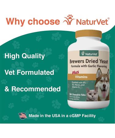 NaturVet Brewers Yeast with Garlic for Healthy Skin & Coat - 500 Tablets - Buy Online on GoSupps.com