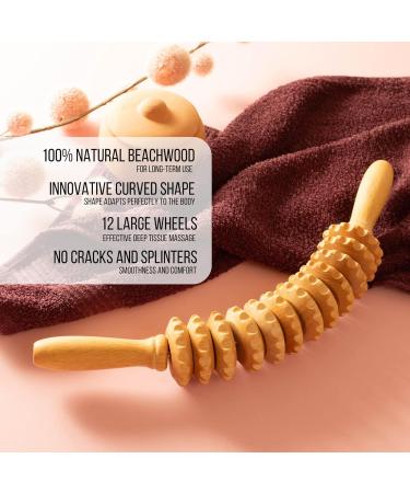Mr. Woodware Wood Therapy Massage Tools - 2-Piece Lymphatic Drainage Curved Roller & Back Massager Kit for Body Shaping & Sculpting - Maderoterapia Wood Massage Tools - Buy Online on GoSupps.com