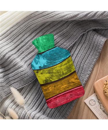 Hot Water Bottle with Lid - Wooden Boards Rubber Hot Water Bag for Pain Relief Cramps Foot Warmer & Therapy - Buy Online on GoSupps.com