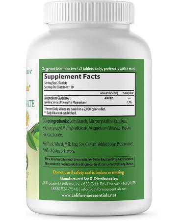High Absorption Magnesium Glycinate 400 - Muscle Relief, Bone & Heart Support - 240 Vegan Tablets (120 Servings) - Buy Online on GoSupps.com