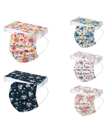 Winfer 50/100 piece Mundsprung Adults disposable 3-layer with motif colored mouth and nose protection print towels breathable mouth-tube bandana scarf scarves for men women b-06