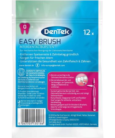 Buy 12 pcs Dentek Easy Brush Interdental Brushes - ISO 0 Extra Fine for Tight Spaces | Mint Flavor & Hygienic Cap - International Shipping - Buy Online on GoSupps.com