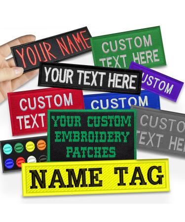 Custom Name Patches Personalized Embroidered Text Patches Iron on Sew on Hook & Loop Embroidery Fasten Uniform Work Shirt Hat Bags Backpacks-Embroidered 2"x3.1"-2PCS Embroidered Text 2"x3.1"(5x8cm) 2PCS