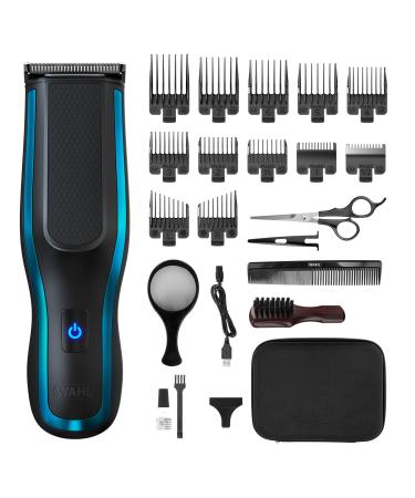 Clipper Kit Self Clip 360 - Self Hair Clipping Cordless Black 10 Attachment Combs USB Charging Long Life Battery Self Grooming Rinseable Blades Easy Grip Lightweight