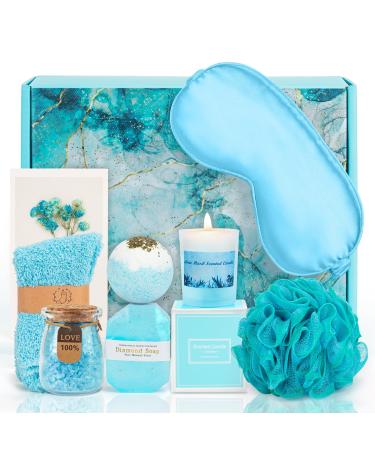 Relaxing Spa Kit Gift Basket Set - Birthday Gifts for Women - Gift for Wife Mom Sister Girlfriend Friends (Blue)