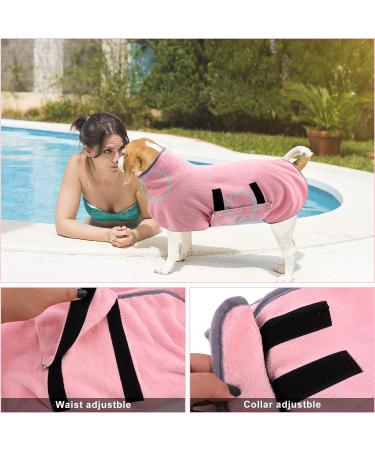Jodsen Dog Drying Coat Dog Towel Bathrobe for Small Medium Dogs Dressing Gown Super Absorbent Pet Dog Drying Towel Adjustable Puppy Bathrobe Soft Dog Hair Drying Bag (M/50CM Pink) M/50CM Pink - Buy Online on GoSupps.com