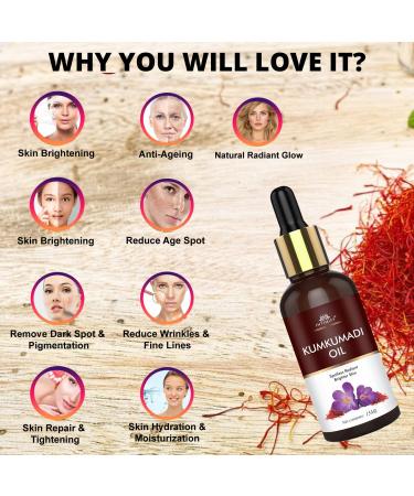 Kum.kumadi Tailam Face Oil for Radiant Skin - Natural Ayurvedic Face Serum with Saffron & Goat Milk - Targeted Dark Spot Remover Anti-Aging Brightening Glow Oil for All Skin Types 30ml - Buy Online on GoSupps.com