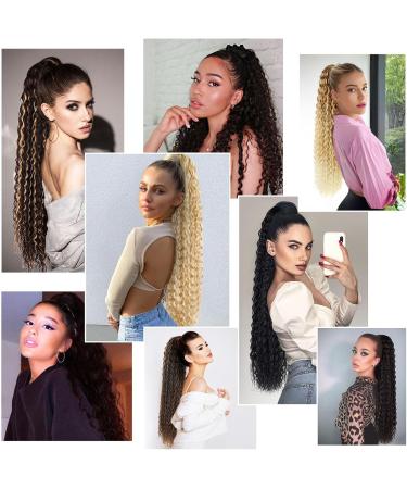 BEAUTY ON LINE Curly Ponytail Extension 30 inch Long Drawstring Ponytail Synthetic Clip in Ponytail Hair Extensions Black Curly Water Wave Clip in Hair Pieces for Black Women 30inch #1B - Buy Online on GoSupps.com