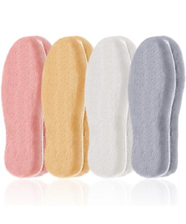 4 Pairs Women's Sheepskin Insole Winter Soft Warm Wool Insoles Thick Fuzzy Replacement Foot Inserts for Shoes Boots Slippers (Women 7 Medium US)