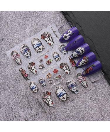 JMEOWIO 6 Sheets 3D Embossed Spring Flower Nail Art Stickers Decals Self-Adhesive 5D Colorful Summer Floral Nail Supplies Nail Art Design Decoration Accessories - Buy Online on GoSupps.com