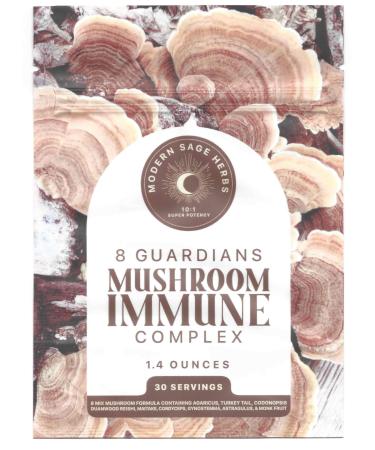 Modern Sage Herbs Mushroom & Herbal Blend Powder 1.4oz | 30 Servings | 10:1 Extract | USDA Organic | Agaricus Reishi Turkey Tail Cordyceps Maitake Astragalus | Immune Support Coffee Alternative