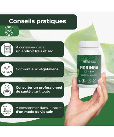 NutriSolution 100% Organic Moringa Capsules - Superfood Rich in Multivitamins and Minerals - Moringa Oleifera Leaf Powder - 90 Vegetable Capsules - Made in France (1) - Buy Online on GoSupps.com
