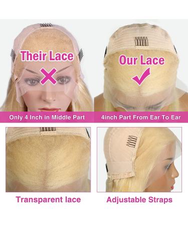 Superlook Blonde Bob Wig Human Hair 613 Lace Front 10 13X4 HD Transparent Pre Plucked 180% Density Short Wig for Women - Buy Online on GoSupps.com