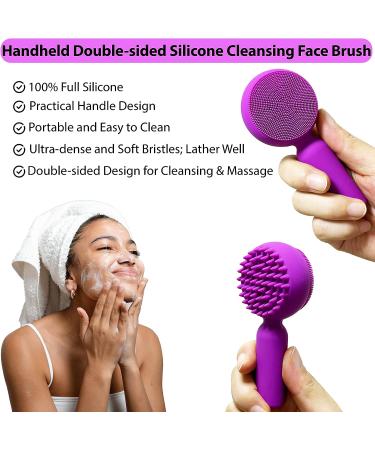 2 in 1 Silicone Facial Cleansing Brush for Sensitive Skin - Purple - Buy Online on GoSupps.com