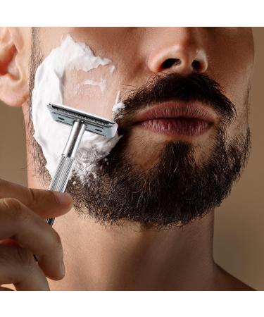 Eco-Friendly Safety Razor for Men - Zero Waste Metal Razor with 10 Blades | Chrome Silver Design - Buy Online on GoSupps.com