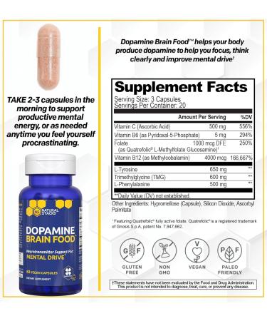 NATURAL STACKS Dopamine Brain Food + Magtech Magnesium Supplement Bundle - Supports Focus Relaxation & Memory* - 240 Total Capsules - Buy Online on GoSupps.com