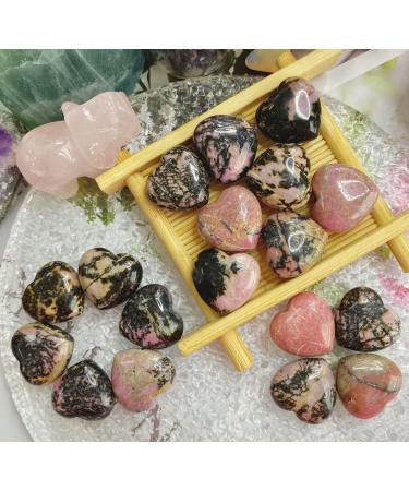 Xiannvxi 10 PC Heart Stones Set - Rhodochrosite & Black Line Rhodolith Healing Crystals | Natural Gemstones for Love & Happiness - Buy Online on GoSupps.com