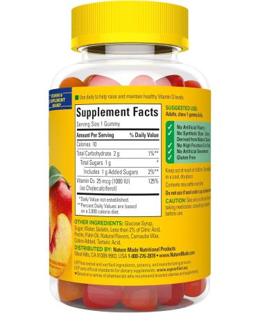 Nature Made Vitamin D3 1000 IU Gummies, Bone, Teeth, Muscle and Immune Health Support, 90 Day Supply, 90 Vitamin D Gummies for Adults - Buy Online on GoSupps.com