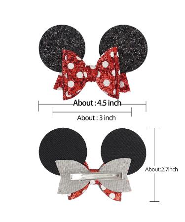 Qearl Glitter Mouse Ears Hair Clips - 6 Pieces, Alligator Clips, Hair Bows for Toddlers Girls - Theme Park Party Accessories - Buy Online on GoSupps.com