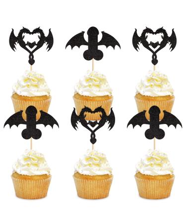 Ercadio 24 Pack Dragon Love Cupcake Toppers Dragon Heart TCake Picks Dinosaur Cupcake Topper Dragon Cupcake Toppers Picks for Dragon Themed Bachelorette Party Cake Decor Supplies Pattern 11