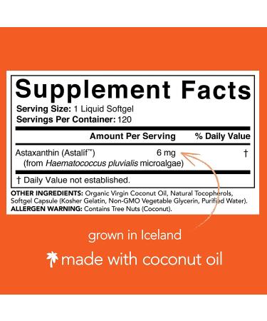 Buy Sports Research Astaxanthin 6mg with Coconut Oil - 120 Softgels | Antioxidant Support - Buy Online on GoSupps.com