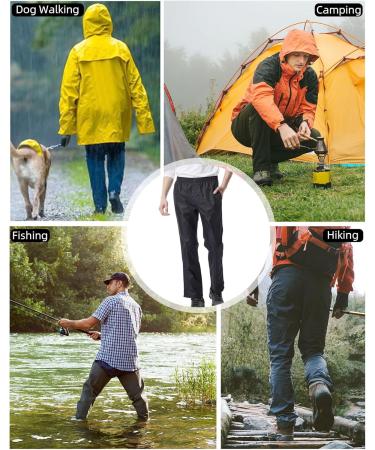 iCreek Men's Waterproof Rain Pants - Lightweight Breathable Trousers for Cycling & Trekking - Black Medium/34 Inseam - Buy Online on GoSupps.com