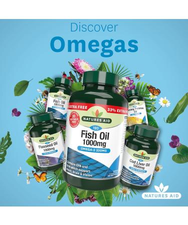 Natures Aid Fish Oil 1000mg | Omega 3 (180mg EPA & 120mg DHA) | 120 Softgels | Made in the UK | 120 Count (Pack of 1) - Buy Online on GoSupps.com