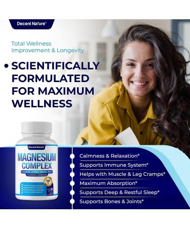 Premium Magnesium Complex Supplement 1000mg - 7 Elemental Forms incl. Glycinate, Citrate, Malate - Non-GMO - 90 Capsules - Buy Online on GoSupps.com