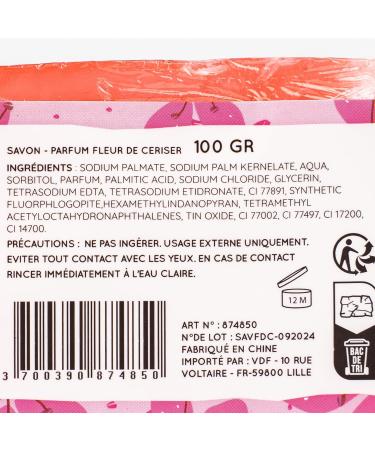  French Tendance Vegetable Glycerine Soap 100 g - Cherry Blossom Scent - Suitable for All Skin Types - Moisturizing Formula - Shower Body Care Soft Skin - Floral and Delicate Fragrance - French Tendance - Buy Online on GoSupps.com