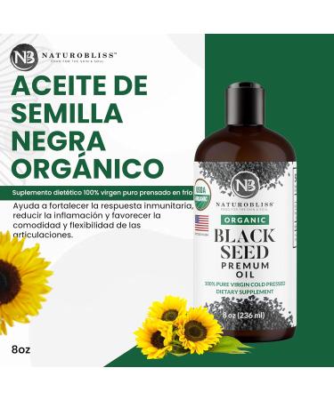 NaturoBliss Organic Black Seed Oil 100 Virgin Cold Pressed Omega 3 6 9 Super Antioxidant for Immune Support Joints Mobility Digestion Hair Skin Vegan Gluten-Free Non-GMO USDA Certified 8oz 8 Fl Oz (Pack of 1) - Buy Online on GoSupps.com