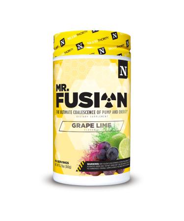 Nutrithority Mr.Fusion Pre Workout Supplement Grape Lime 40 Servings - Intense Focus & Pumps Nitric Oxide Booster No Crash - Powerful Energy Powder to Increase Strength & Gains